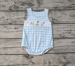 SR1176 Golf Blue Plaid Baby Boy Romper