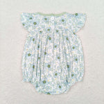 SR1180 Flower Green Baby Girl Romper