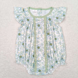 SR1180 Flower Green Baby Girl Romper