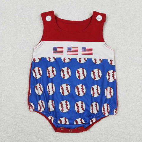 SR1194 USA Flag Baseball Baby Boy Romper