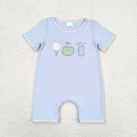 SR1216 Embroidery Golf Blue Baby Boy Romper