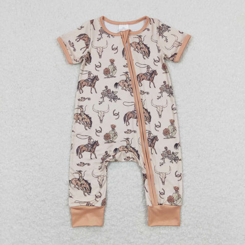 SR1220 Western Horse riding Baby Zip Sleeper Romper