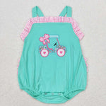 SR1223 Embroidery Golf Car Baby Girl Romper