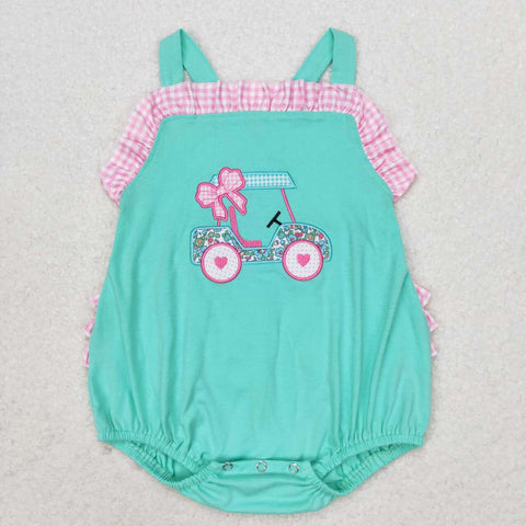 SR1223 Embroidery Golf Car Baby Girl Romper