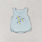 SR1228 Embroidery Airplane Stripe Baby Boy Romper