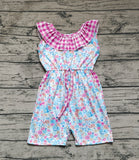 SR1244 Flower Pink Plaid Girl's Jumpsuit