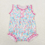 SR1245 Flower Pink Plaid Baby Girl Romper