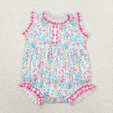 SR1245 Flower Pink Plaid Baby Girl Romper