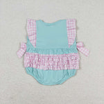 SR1260 Embroidery Ice cream Pockets Sky Blue Baby Girl Romper