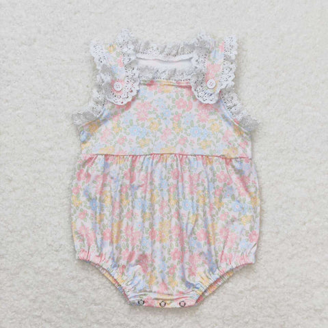 SR1261 Flower Pink Cute Baby Girl Romper