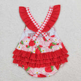 SR1269 Embroidery MAMA'S GIRL Strawberry  Baby Girl Romper