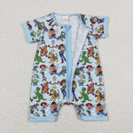 SR1274 Cartoon Toy Blue Shorts Baby Zip Sleeper