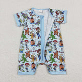 SR1274 Cartoon Toy Blue Shorts Baby Zip Sleeper