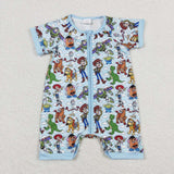 SR1274 Cartoon Toy Blue Shorts Baby Zip Sleeper