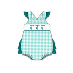 SR1290 Lineman Green Plaid Baby Girl Romper