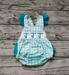 SR1290 Lineman Green Plaid Baby Girl Romper