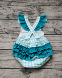 SR1290 Lineman Green Plaid Baby Girl Romper