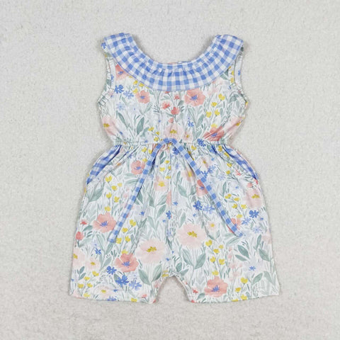 SR1343 Flower Blue Girl's Jumpsuit