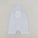 SR1362 Blue Stripe Baby Boy Romper