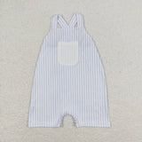 SR1362 Blue Stripe Baby Boy Romper