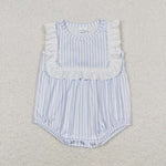 SR1363 Blue Stripe Baby Girl Romper