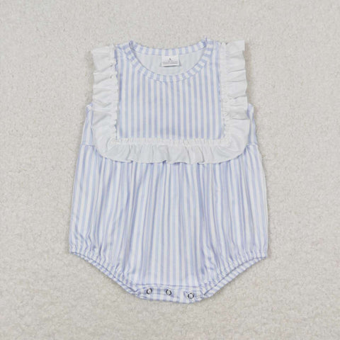 SR1363 Blue Stripe Baby Girl Romper