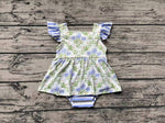 SR1371 Flower Blue Stripe Skirt Baby Girl Romper