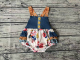 SR1394 Flower Horse Baby Girl Romper