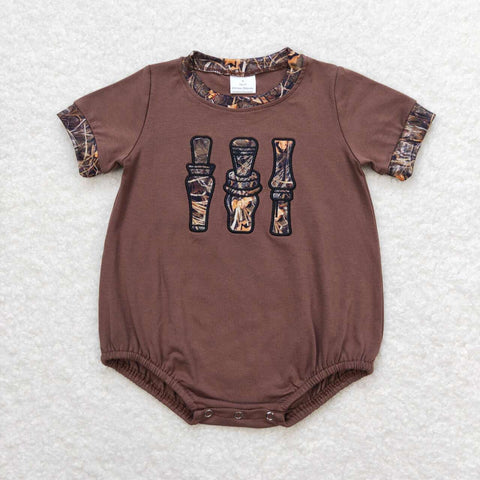 SR1402 Embroidery Camo Brown Baby Boy Romper