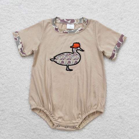SR1403 Embroidery Camo Duck Mallard Baby Boy Romper