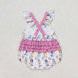 SR1419 Cartoon Blue Dog Star Baby Girl Romper