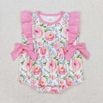 SR1420 Rose Flower Pink Baby Girl Romper