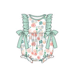 SR1421 Flower Cotton Mint Baby Girl Romper