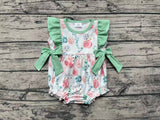 SR1421 Flower Cotton Mint Baby Girl Romper