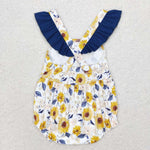 SR1422 Flower Blue Yellow Baby Girl Romper