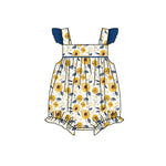 SR1422 Flower Blue Yellow Baby Girl Romper