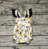 SR1422 Flower Blue Yellow Baby Girl Romper