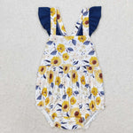 SR1422 Flower Blue Yellow Baby Girl Romper