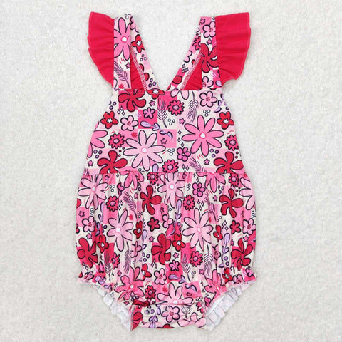 SR1423 Flower Pink Baby Girl Romper