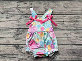 SR1424 Flower Pink Bow Baby Girl Romper