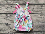 SR1424 Flower Pink Bow Baby Girl Romper