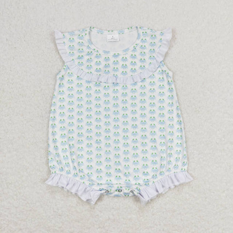 SR1435 Crab Blue Baby Girl Romper