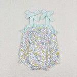 SR1456 Flower Sky Blue Baby Girl Romper