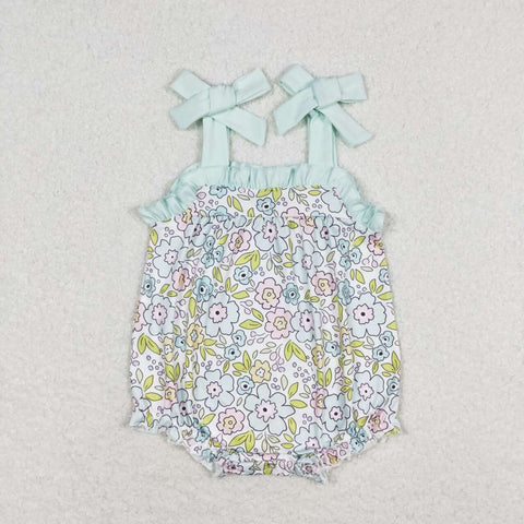 SR1456 Flower Sky Blue Baby Girl Romper