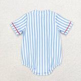 SR1459 Embroidery Baseball Red Baby Boy Romper