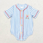 SR1459 Embroidery Baseball Red Baby Boy Romper