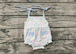 SR1482 Blue Plaid Baby Girl Romper