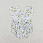 SR1484 Flower White Baby Girl Romper