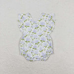 SR1484 Flower White Baby Girl Romper