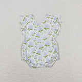 SR1484 Flower White Baby Girl Romper